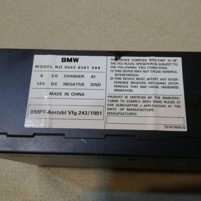 BMW純正 6CD チェンジャー　E46用 2