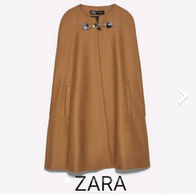 ZARA（ザラ）ポケット付きケープコートキャメルサイズ