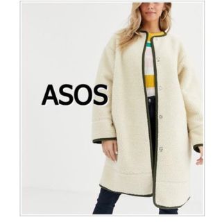 エイソス(asos)のlove（　様専用◆ノーカラーボアコート　HYKE(ロングコート)