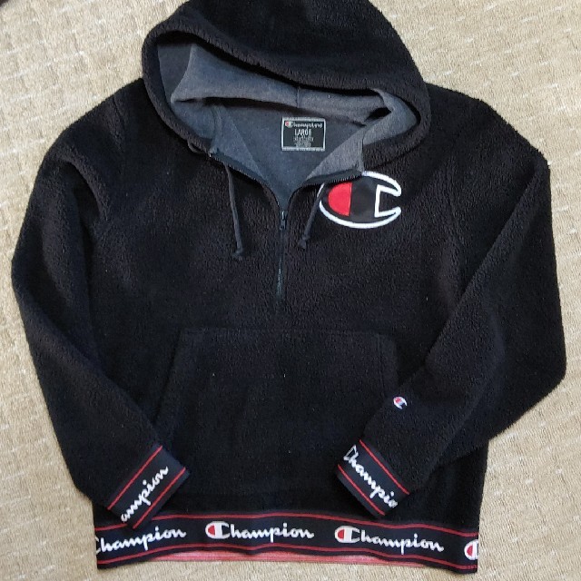 Champion(チャンピオン)の超希少日本未発売★チャンピオンシェルパ黒 ハーフジップパーカ ビッグシルエット メンズのトップス(パーカー)の商品写真