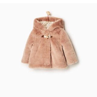 ザラキッズ(ZARA KIDS)のZARA baby girl ファージャケット　ピンク(ジャケット/上着)