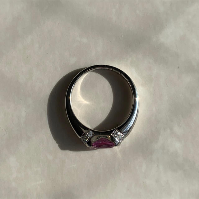 【うららん様専用となります】ptパパラチヤサファイア／ダイヤリング レディースのアクセサリー(リング(指輪))の商品写真