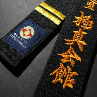 極真空手◇多数出品!⭕️黒 帯《二段》+賞状筒【新品・未使用