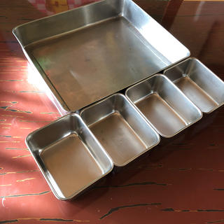 深型 組バット0号×4個とステンレス入れ物セット(調理道具/製菓道具)