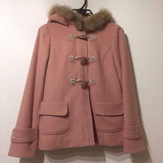 シンシアローリー(Cynthia Rowley)のビジューショートダッフルコート ピンク(ダッフルコート)