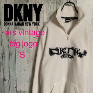 ダナキャランニューヨーク(DKNY)の入手困難 90's DKNY ダナキャラン ロゴ刺繍 プルオーバーフリース 美品(スウェット)