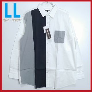 タカキュー(TAKA-Q)の新品 LL XL 長袖 シャツ カット切替 パッチワーク ホワイト 3(シャツ)