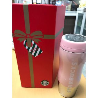 スターバックスコーヒー(Starbucks Coffee)のホリデー2019カーヴドステンレスボトルピンクアンドシルバー(タンブラー)