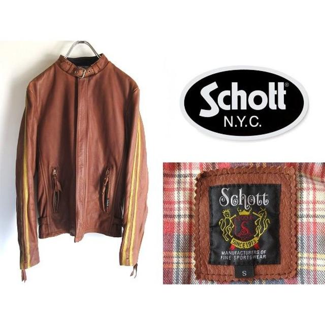 美品 名作 Schott ビンテージ加工クラシックレーサージャケット 定価約8万