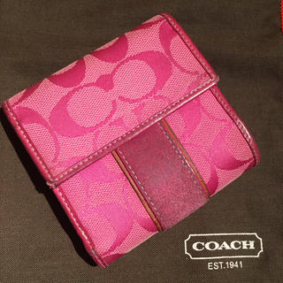 コーチ(COACH)のCOACH シグネチャー　折り財布　レッド　ピンク　(財布)