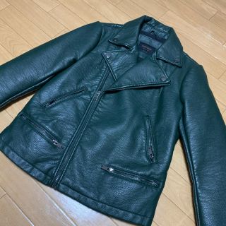 ザラ(ZARA)のZARA  ライダース　レザージャケット　グリーン(ライダースジャケット)