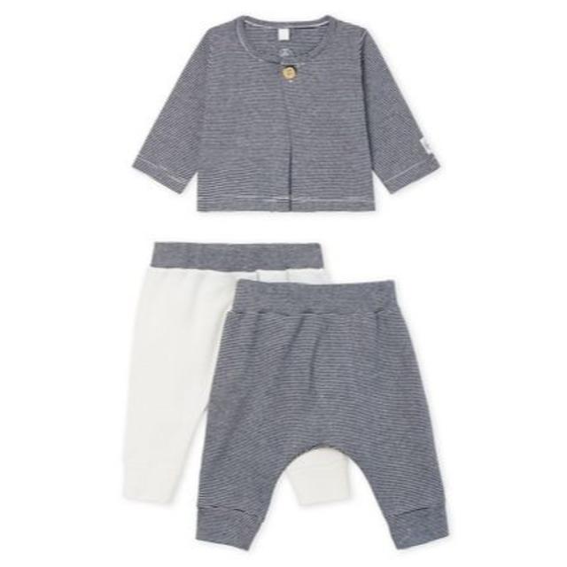 PETIT BATEAU(プチバトー)の19AW新作☆プチバトー ミラレ３点セット キッズ/ベビー/マタニティのベビー服(~85cm)(カーディガン/ボレロ)の商品写真