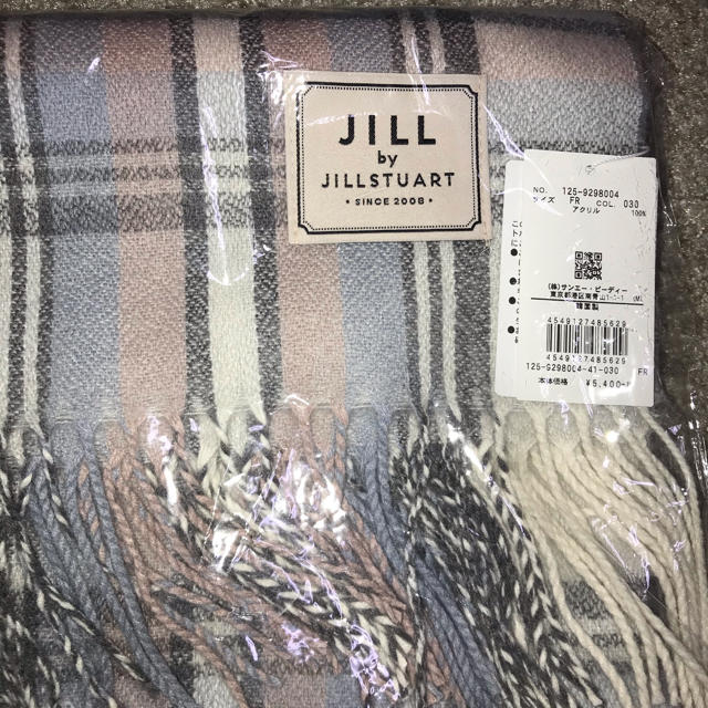 JILL by JILLSTUART(ジルバイジルスチュアート)の新品　ジルスチュアート  ストール　チェック　白　ホワイト レディースのファッション小物(マフラー/ショール)の商品写真