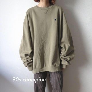 チャンピオン(Champion)の90s チャンピオン 刺繍 オーバー スウェット トレーナー ベージュ 古着(トレーナー/スウェット)