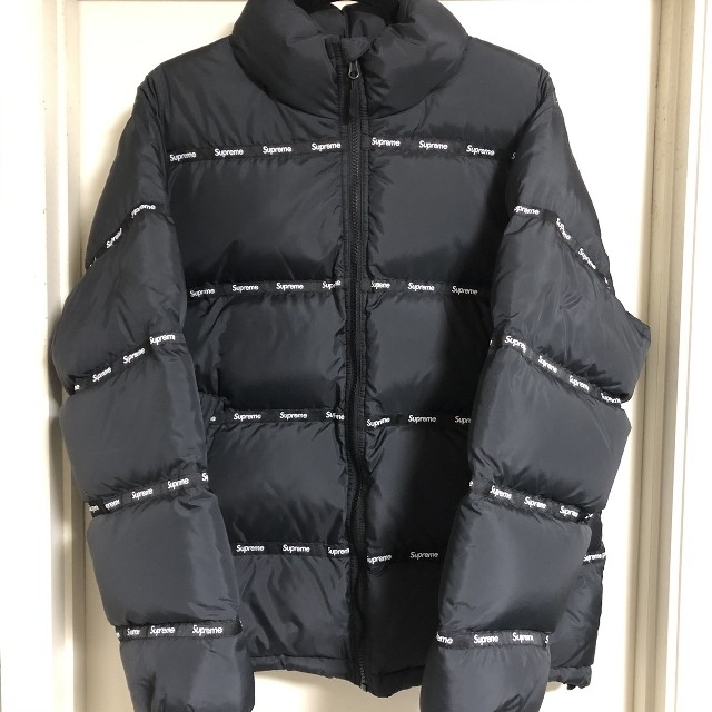 supreme Logo Tape Puffy Jacket ブラック S