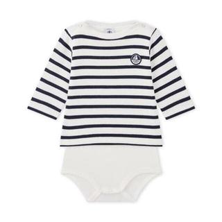 プチバトー(PETIT BATEAU)の新品未使用 プチバトー 24m マリニエール長袖コンビボディ(Ｔシャツ)