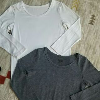 ユニクロ(UNIQLO)のユニクロ ヒートテック 白グレー 2枚セット 120(下着)