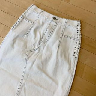 スリーワンフィリップリム(3.1 Phillip Lim)の　Phillip Lim ホワイト レースアップスカート 美品(ひざ丈スカート)