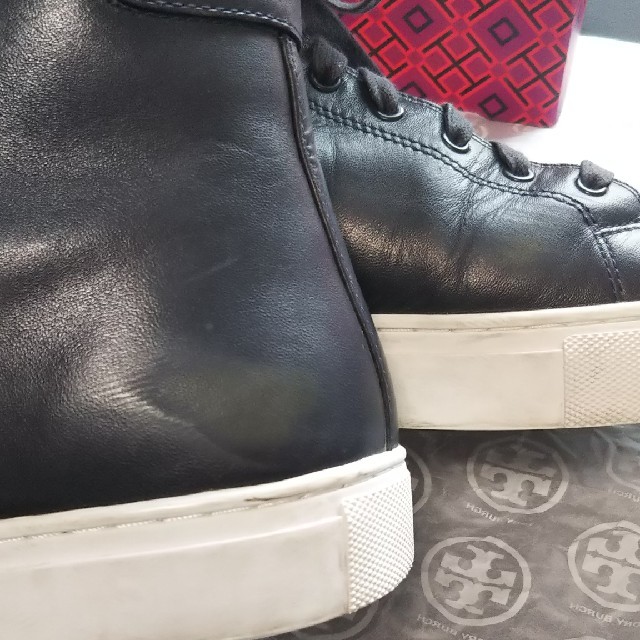 Tory Burch - TORY BURCH レザー ハイカット スニーカー ネイビーの