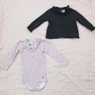 プチバトー(PETIT BATEAU)のちいちゃん様★PETIT BATEAU 長袖ロンパース ロンT & スタイセット(ロンパース)