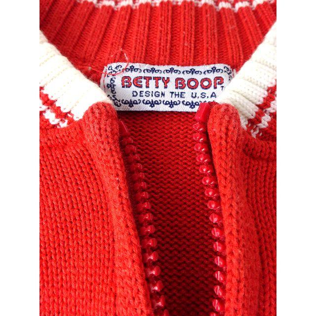 ヴィンテージ  Betty Boop ベティ・ブープ　レッドニットカーデ レディースのトップス(カーディガン)の商品写真