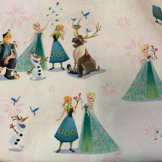 ディズニー(Disney)のエルサ アナと雪の女王 オラフ 生地 布 プリント(生地/糸)