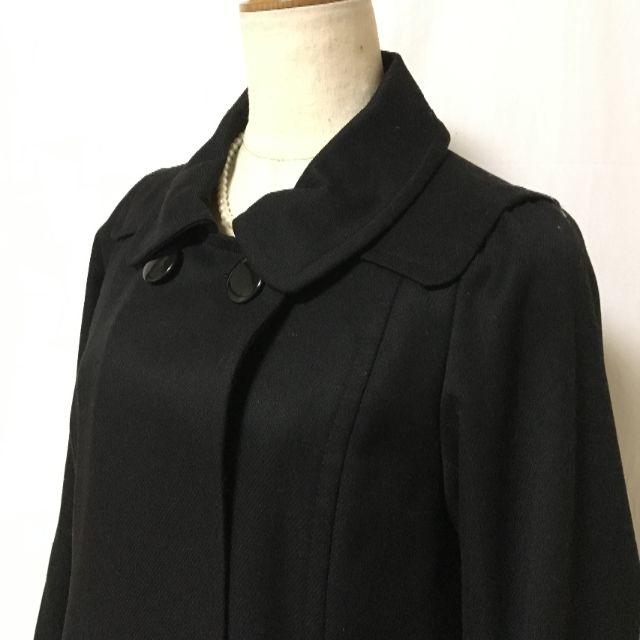 Ray BEAMS(レイビームス)の「RAY BEAMS」ウール混裾切り替えコート黒M~L レディースのジャケット/アウター(ロングコート)の商品写真