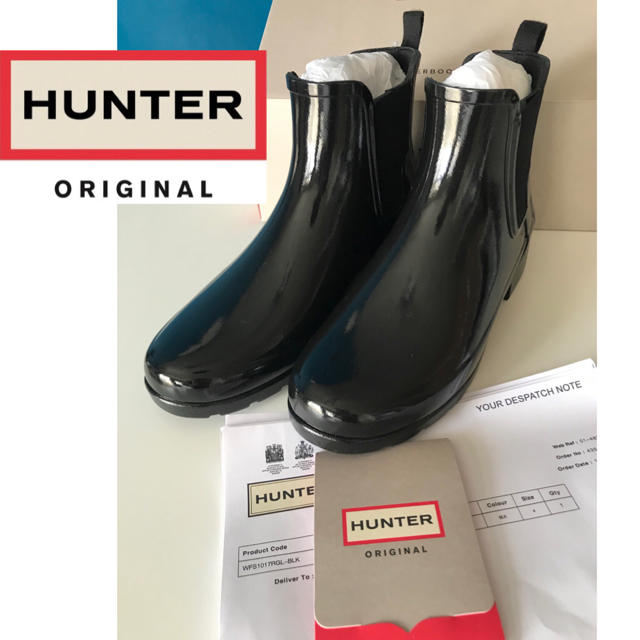 HUNTER(ハンター)の【新品】HUNTERサイドゴア リファインド グロス チェルシーブーツ レディースの靴/シューズ(レインブーツ/長靴)の商品写真