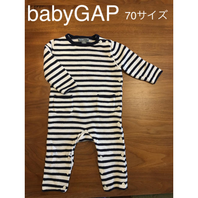 babyGAP(ベビーギャップ)のbabyGAP ニット素材ロンパース（ボーダー） キッズ/ベビー/マタニティのベビー服(~85cm)(ロンパース)の商品写真