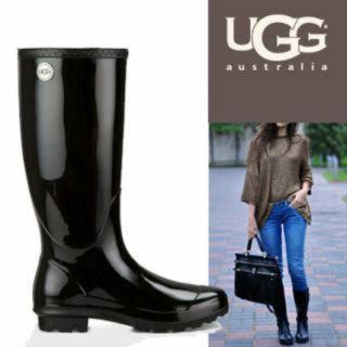 アグ(UGG)の新品正規品 UGG アグW ShayeレインブーツBlack/W8/25cm黒(レインブーツ/長靴)