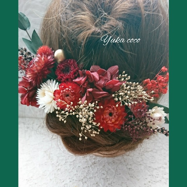 和装 髪飾り ヘッドドレス❁¨̮ 橙×茶 結婚式 卒業式 成人式
