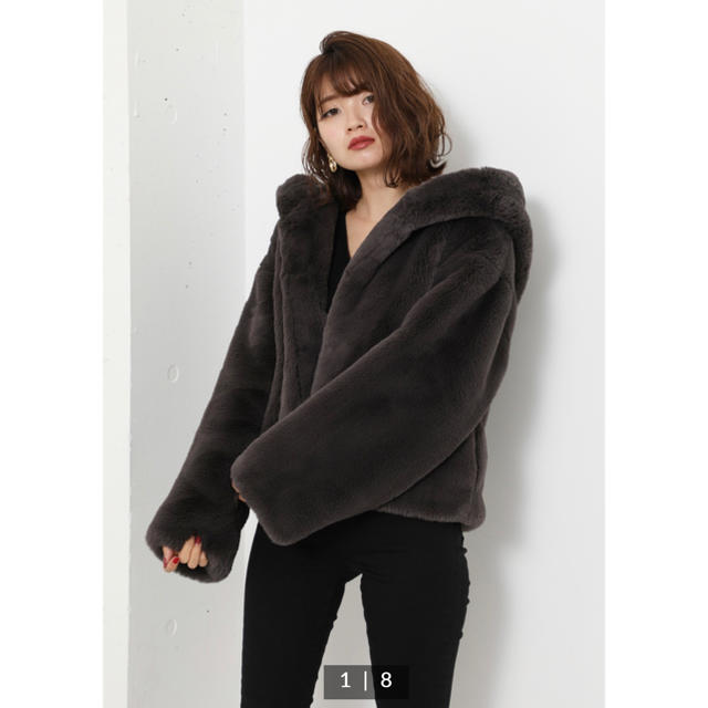 rienda(リエンダ)のリエンダ(^^ Faux Fur Hoodie Short CT レディースのジャケット/アウター(毛皮/ファーコート)の商品写真