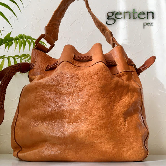 ◇超美品◆ genten ゲンテン 約4.3万 レザートートバッグ 編み込み 鞄レディース