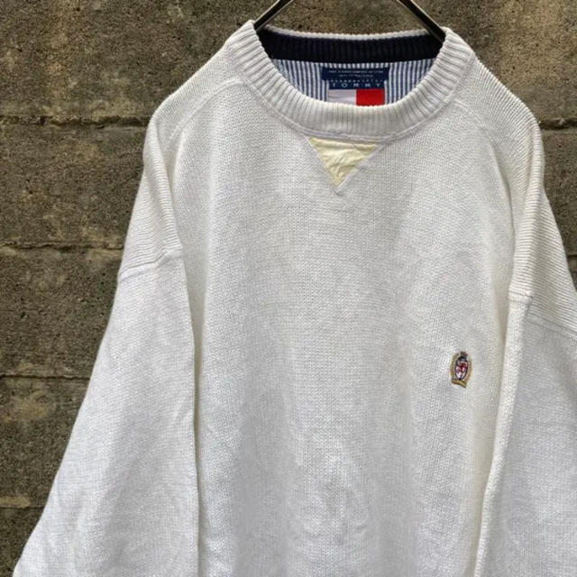 TOMMY HILFIGER(トミーヒルフィガー)の90’s TommyHilfiger コットンニット ホワイト メンズのトップス(ニット/セーター)の商品写真