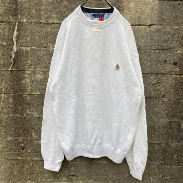 TOMMY HILFIGER(トミーヒルフィガー)の90’s TommyHilfiger コットンニット ホワイト メンズのトップス(ニット/セーター)の商品写真