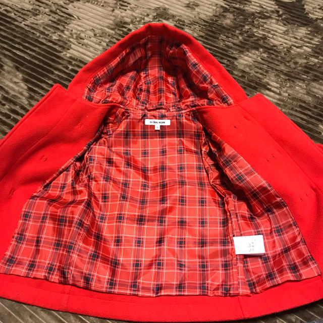 GLOBAL WORK(グローバルワーク)のダッフルコート　赤　100㎝　 キッズ/ベビー/マタニティのキッズ服女の子用(90cm~)(コート)の商品写真