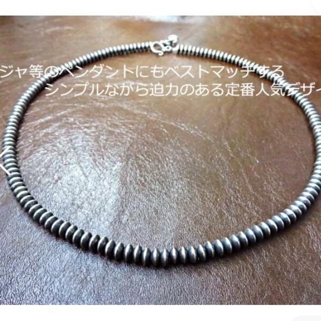 【未使用】ナバホ ハンドメイドビーズ シルバーネックレス