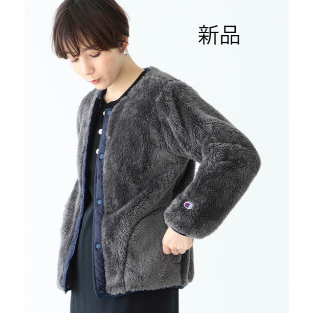 BEAMS BOY(ビームスボーイ)の新品Champion × BEAMS BOY / 別注 ボア スナップジャケット レディースのジャケット/アウター(ブルゾン)の商品写真