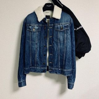 サンローラン(Saint Laurent)の国内正規品　サンローラン　ムートン　デニムジャケット　Gジャン　刺繍　レザー(Gジャン/デニムジャケット)