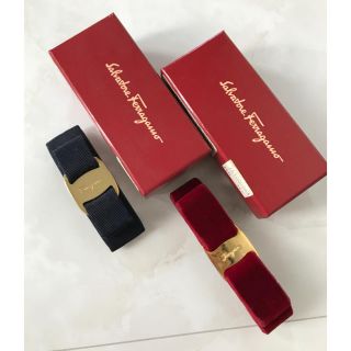 Salvatore Ferragamo - フェラガモ リボンバレッタ ネイビーの通販 by