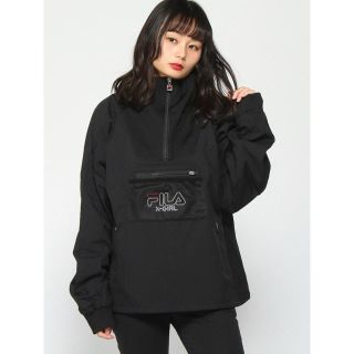 エックスガール(X-girl)のX-girl x FILA ANORAK（ブラック）　サイズ2(ナイロンジャケット)