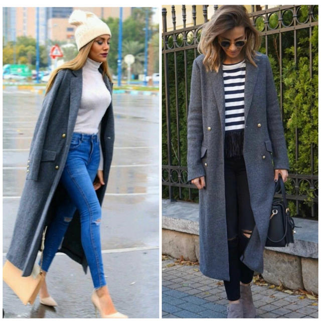 ZARA(ザラ)のZara グレー　ウールロングチェスターコート asos sly moussy  レディースのジャケット/アウター(ロングコート)の商品写真