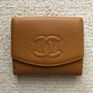 シャネル(CHANEL)のシャネル  CHANEL キャビアスキン　折り財布　キャメル(財布)