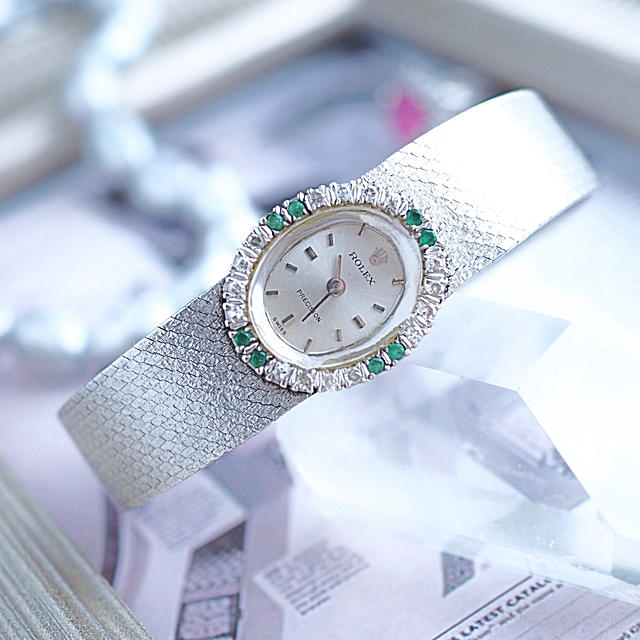 ROLEX - 極レア✨ロレックス K18WG無垢 ダイヤ×エメラルドベゼル✨オメガ カルティエの通販 by Plumage❤︎antique watch