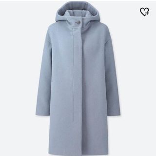 ユニクロ(UNIQLO)のユニクロ　ライトウールブレンドフーデットコート(ロングコート)