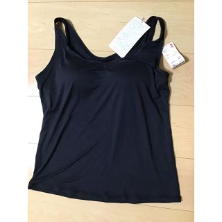 ユニクロ(UNIQLO)のユニクロ　値下げ　エアリズム　ブラタンクトップ　ブラック　XXL. 新品未使用(タンクトップ)