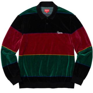 シュプリーム(Supreme)のsupreme Stripe velour L/S polo(ポロシャツ)