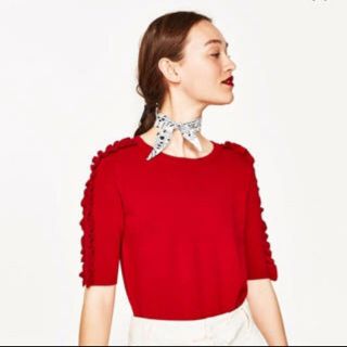 ザラ(ZARA)のZARA ザラ　袖フリル　ニット　セーター(ニット/セーター)