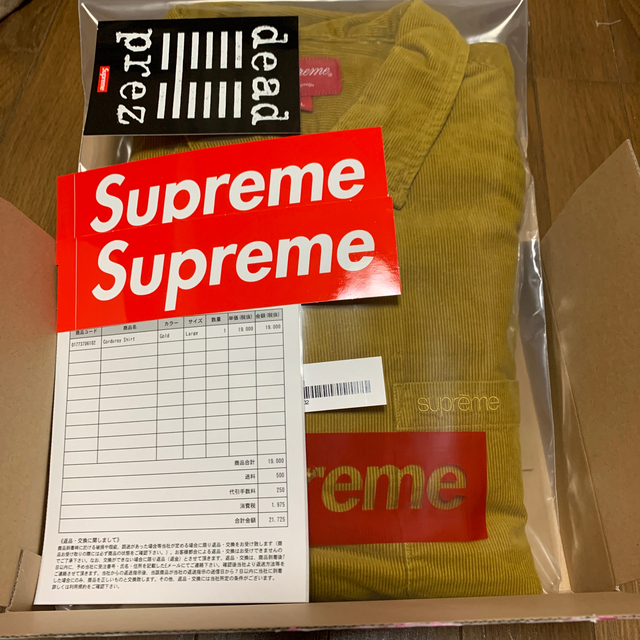 【L】supreme Corduroy Shirt Gold コーデュロイ