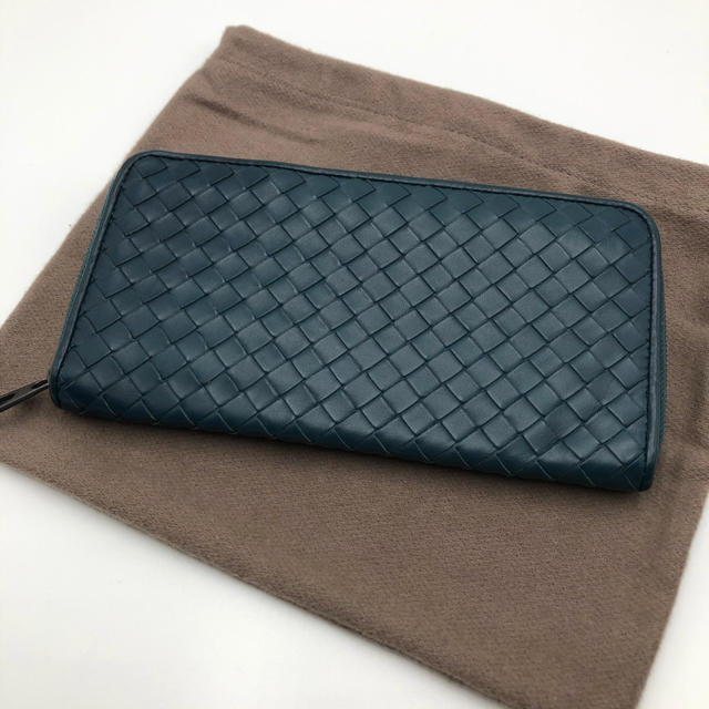 Bottega Veneta(ボッテガヴェネタ)のボッテガヴェネタ　ラウンドファスナー財布　114076 ブルーグリーンxレッド メンズのファッション小物(長財布)の商品写真